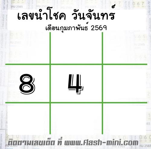  เลขนำโชค วันจันทร์  เดือนกุมภาพันธ์ 2569 