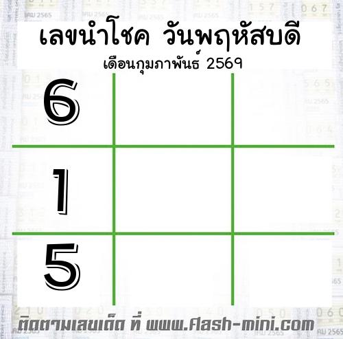  เลขนำโชค วันพฤหัสบดี  เดือนกุมภาพันธ์ 2569 