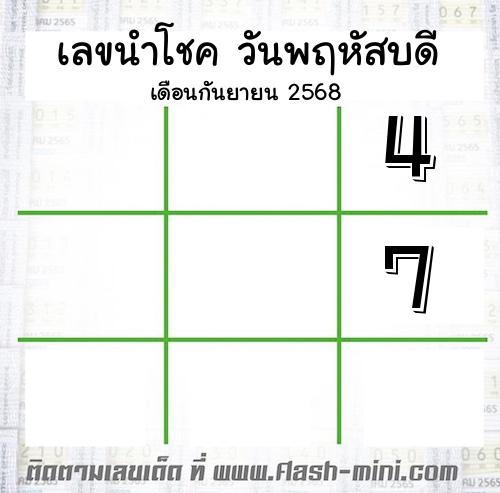  เลขเด็ดวันพฤหัสบดี เดือนกันยายน  ปี2568 